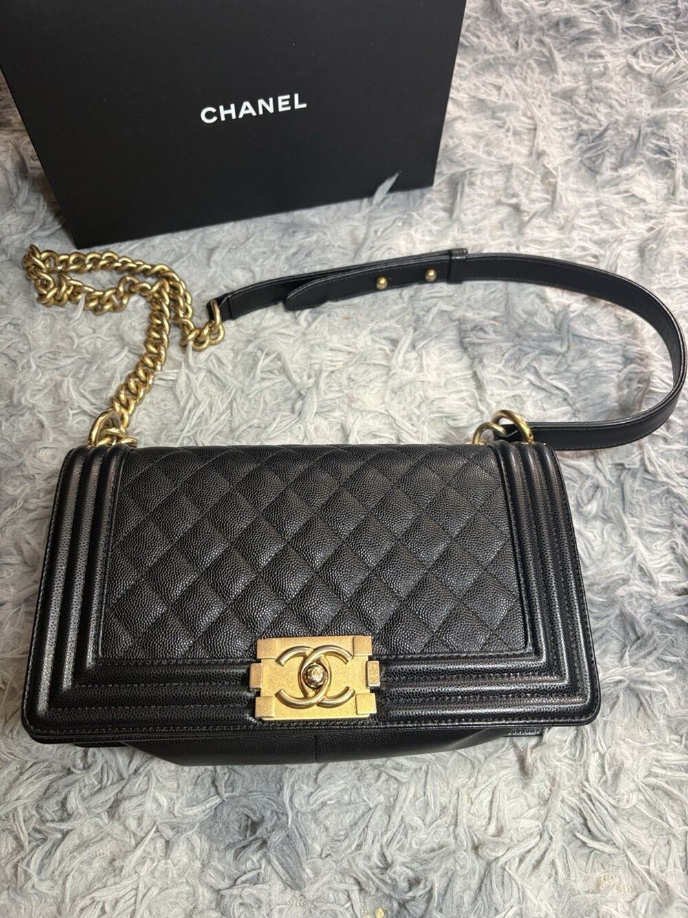 CHANEL Boy Black caviar
